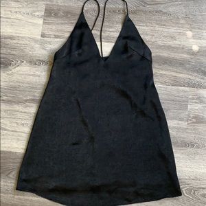 Black mini dress with low back